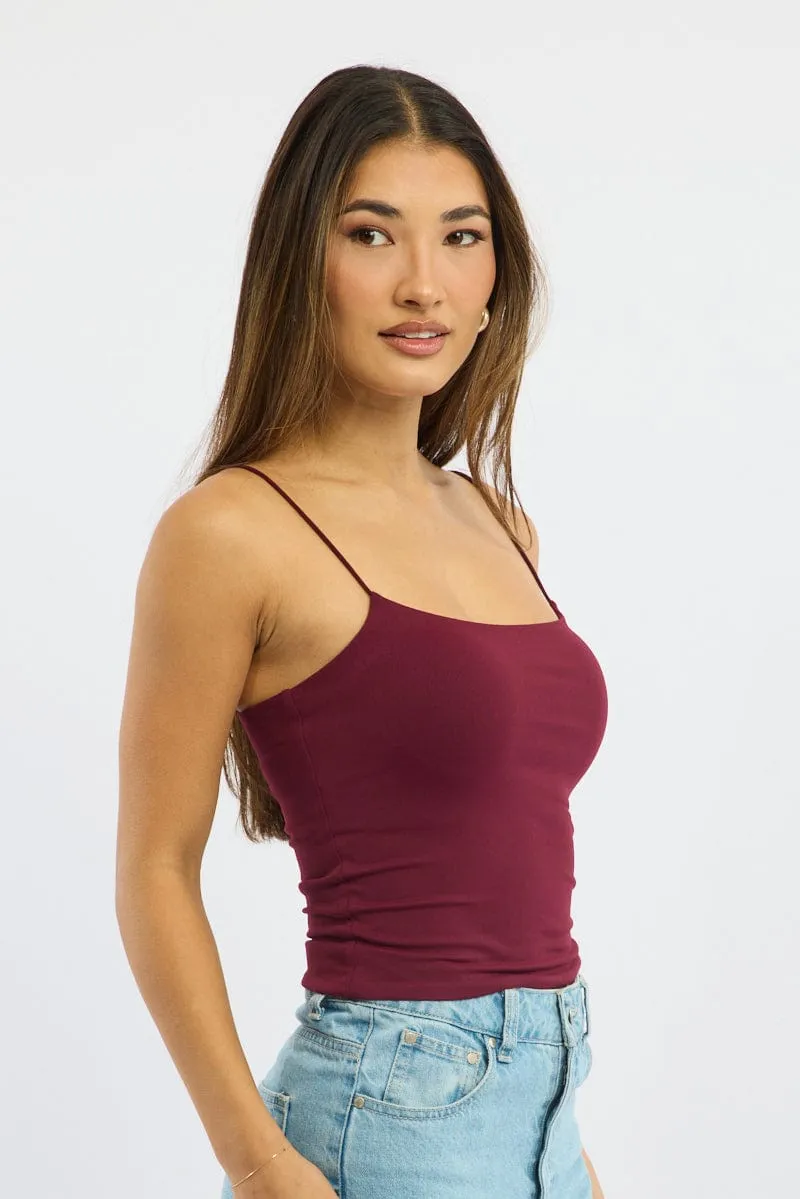 SmoothFinish Red Supersoft Cami Top Double Layer