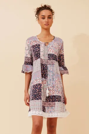 Brunch Fit WrinkleResistant NIETTA PATCHWORK PRINT DRESS