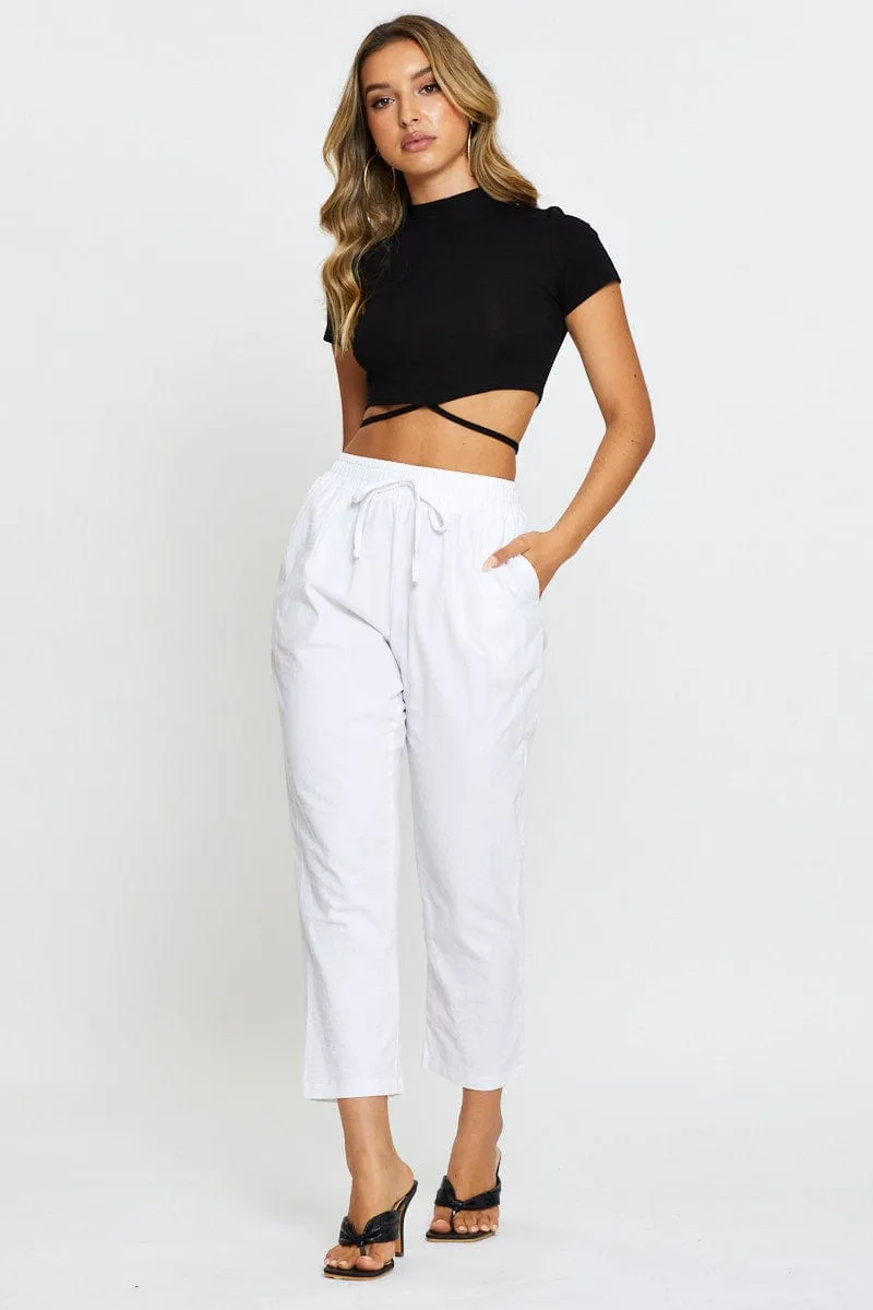 Black Crop Top Short Sleeve Wrinklefree quick dry
