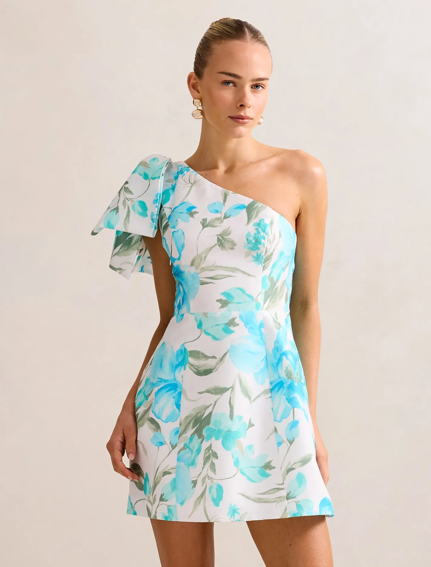 Easy-to-style mini gown Darcy One Shoulder Bow Mini Dress