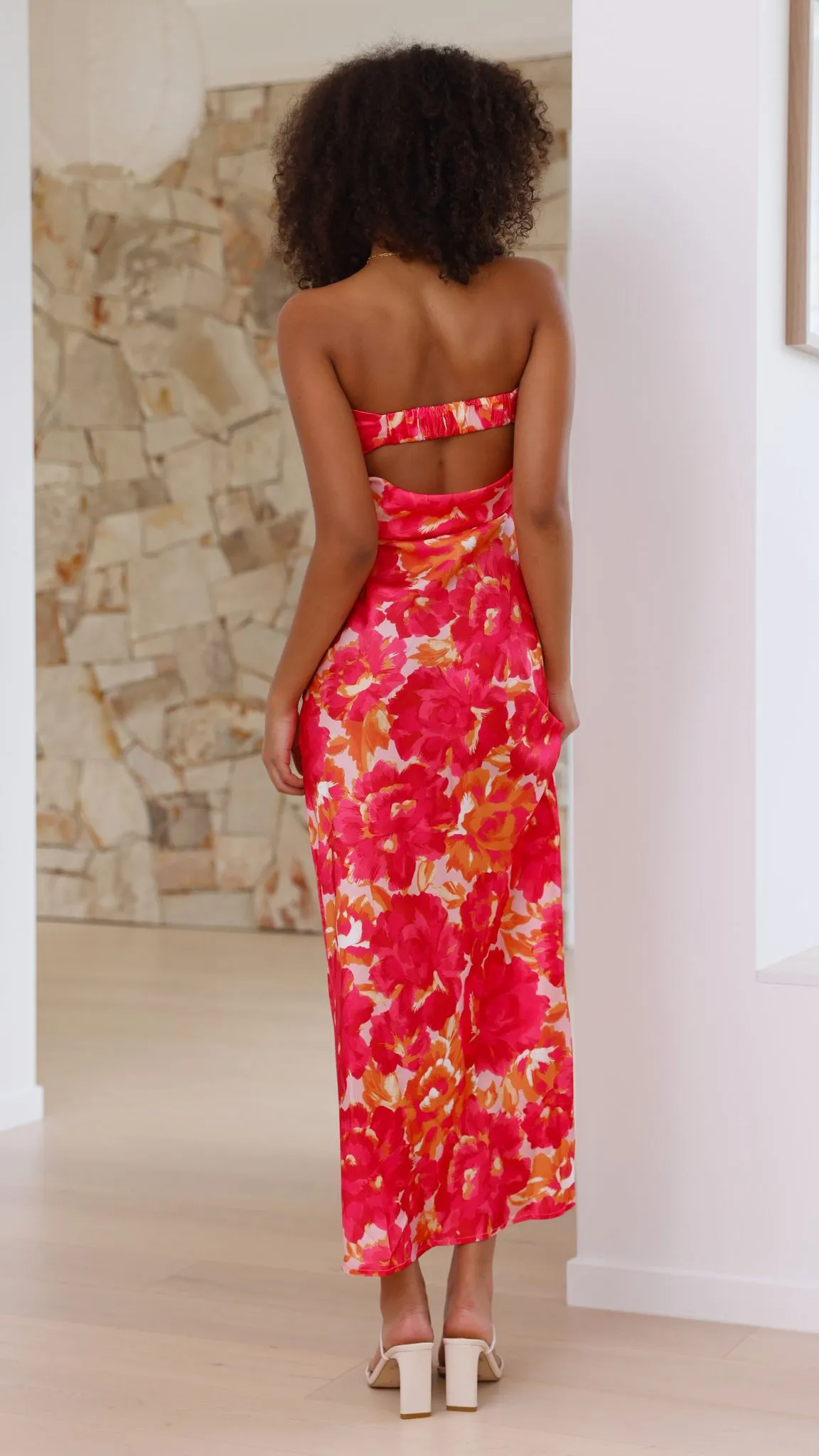 Miya Maxi Dress - Pink/Red Floral Chambray Light