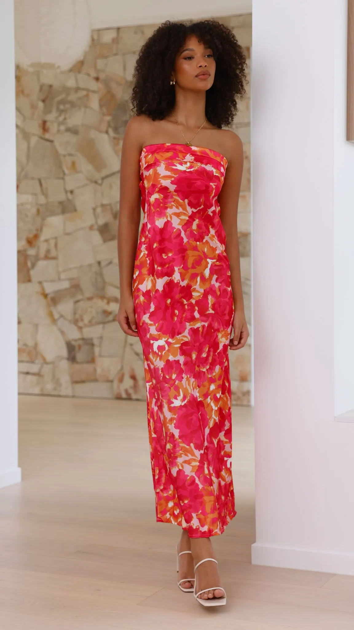 Garden View Miya Maxi Dress - Pink/Red Floral