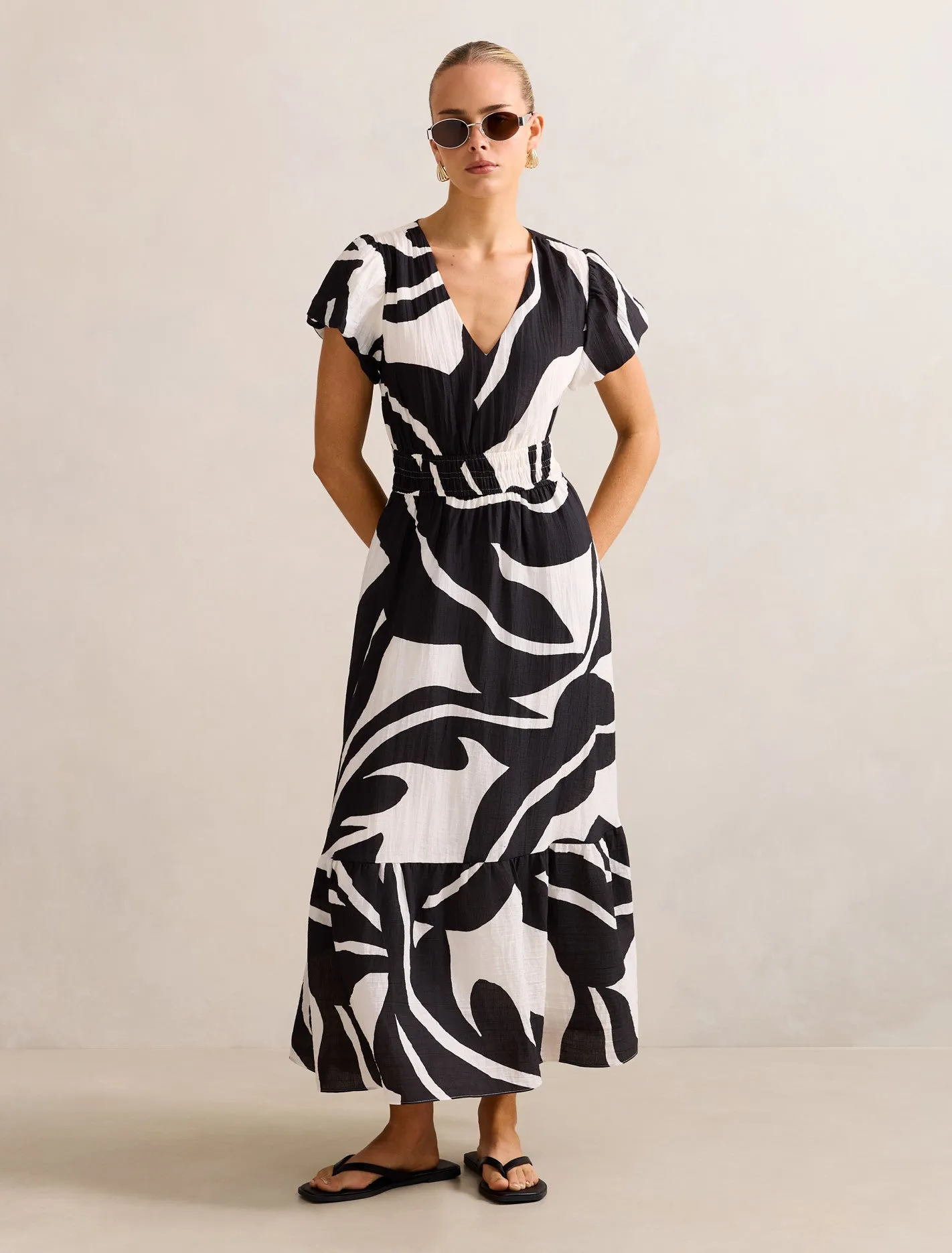 Mara Puff Sleeve Cotton Midi Dress Day-to-Night Look Feminine fit-and-flare style