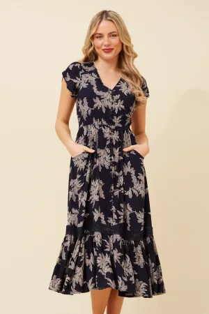 MOROCCO LEAF PRINT MIDI DRESS Classic Cool