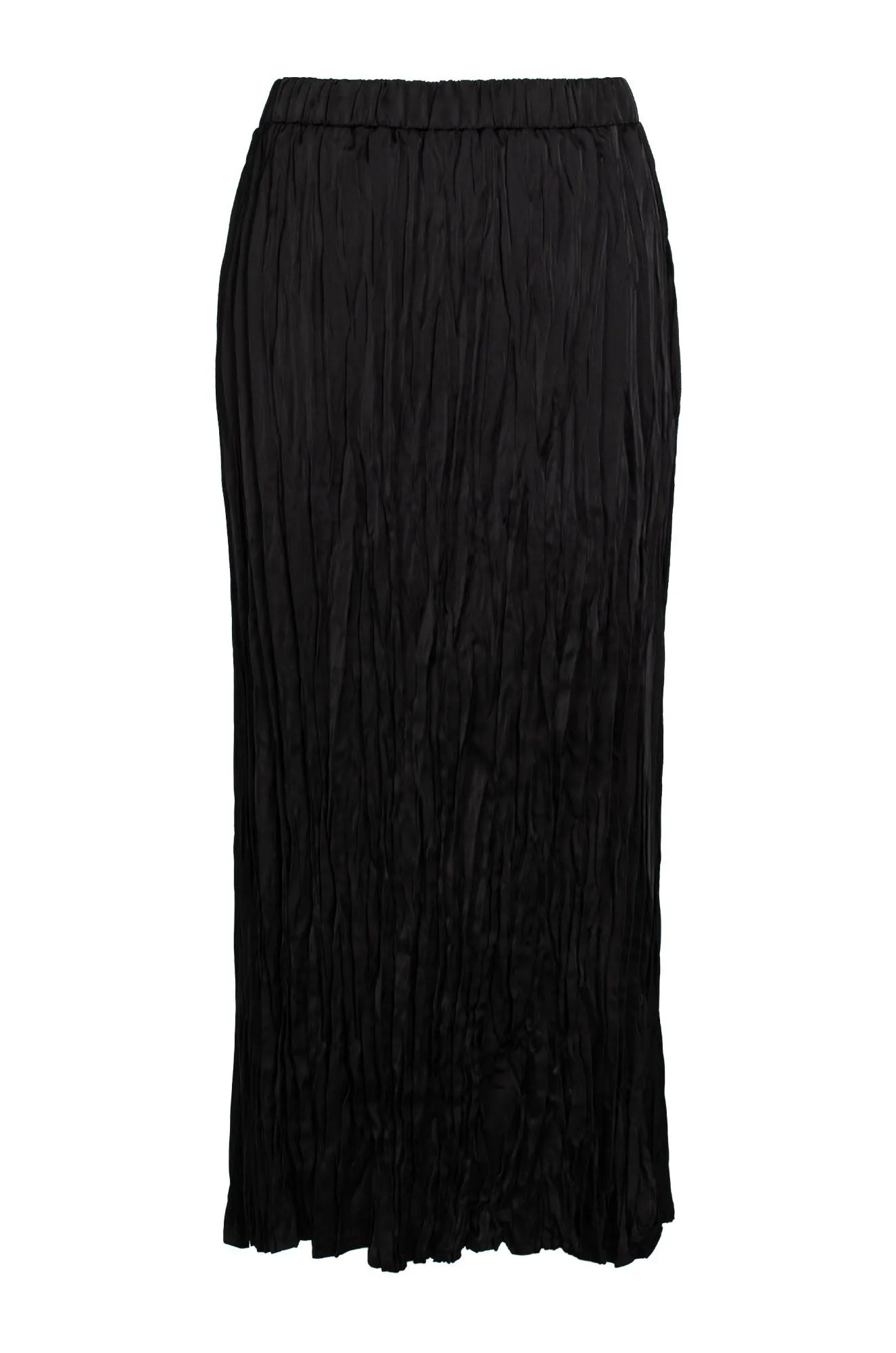 Pleated Satin Maxi Skirt | Black | 4493C1 Fair trade Edgy Look
