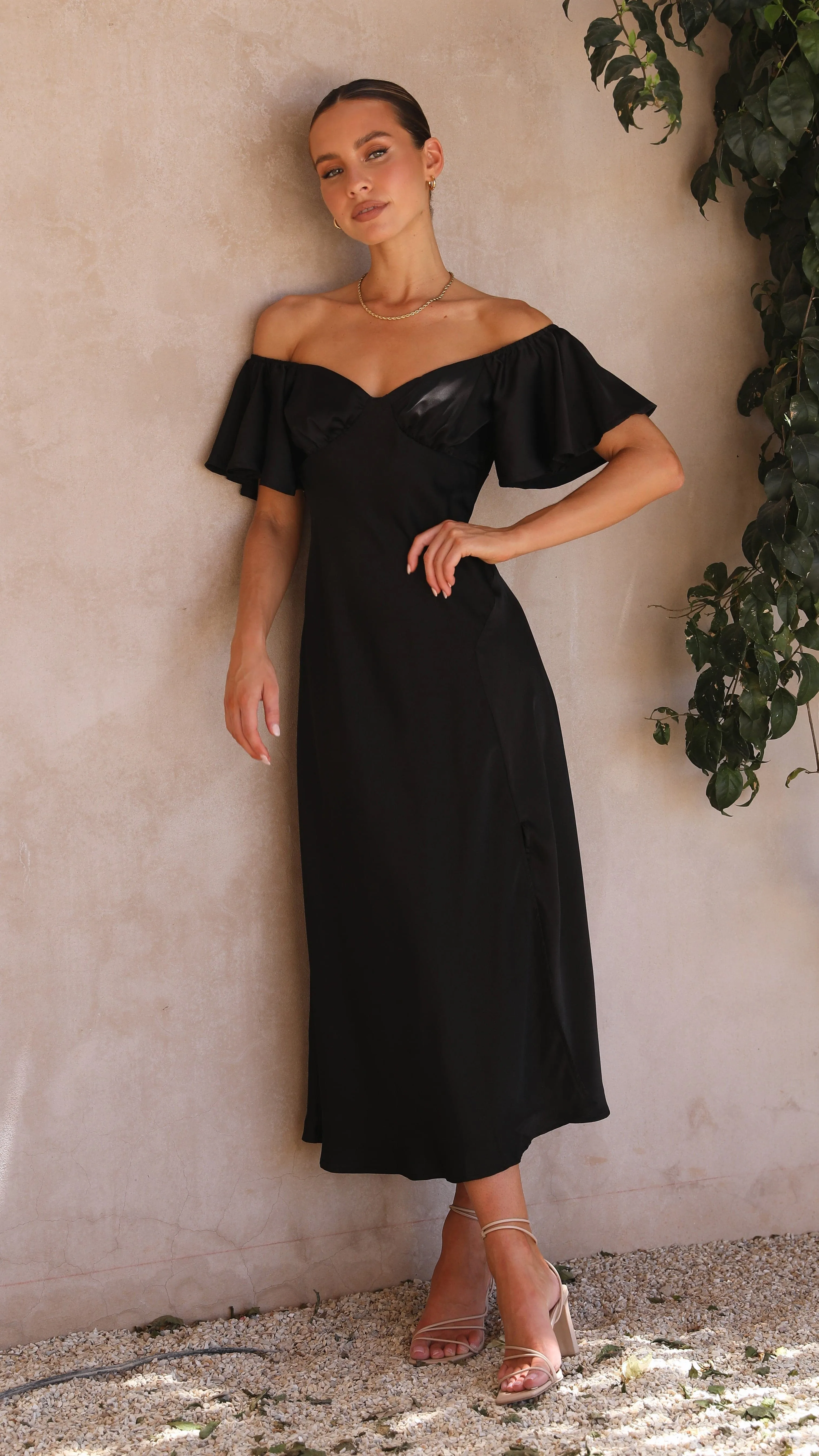 Louisa Midi Dress - Black Tower Look