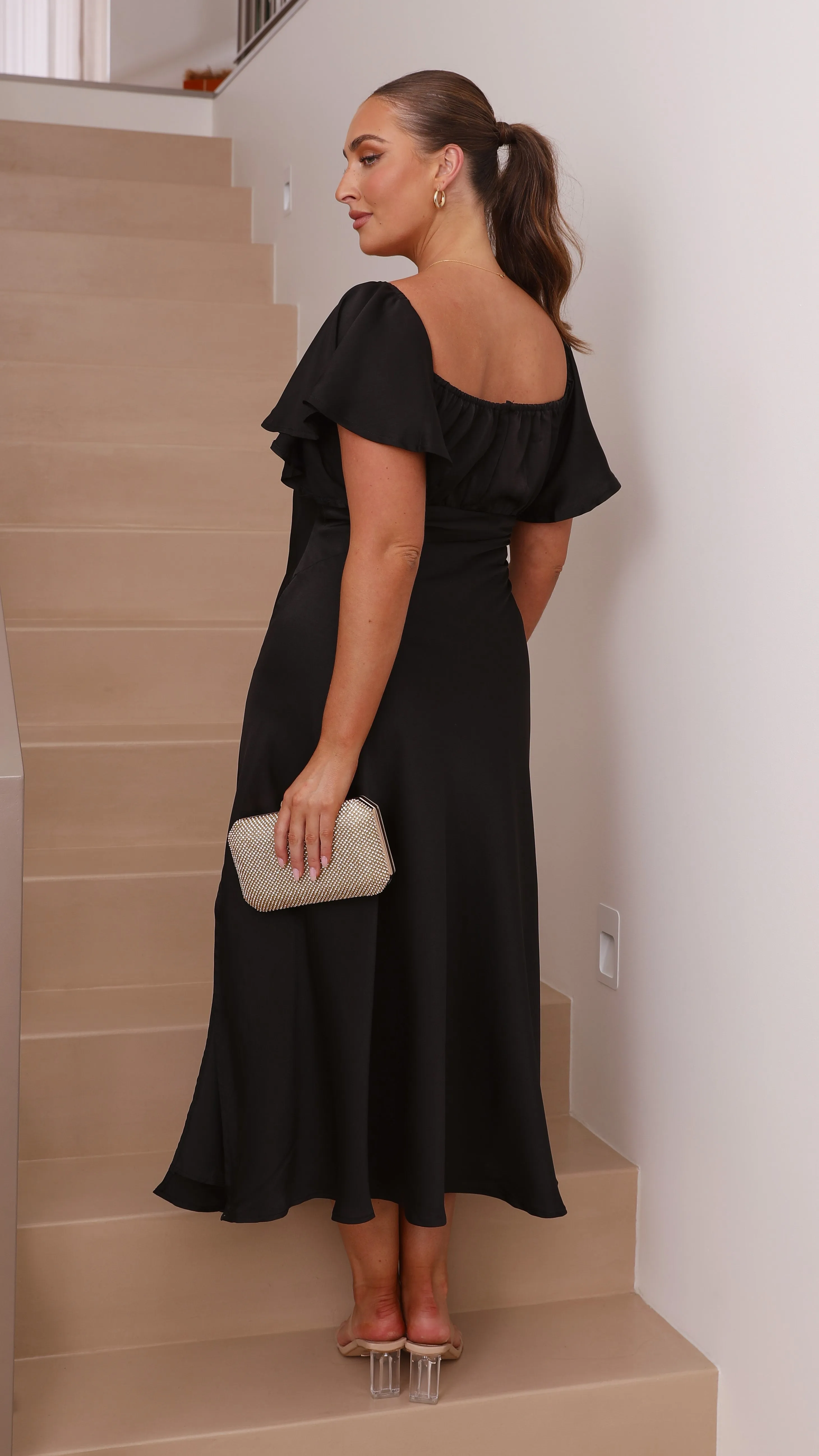 Louisa Midi Dress - Black Body Confident Elegant office dress