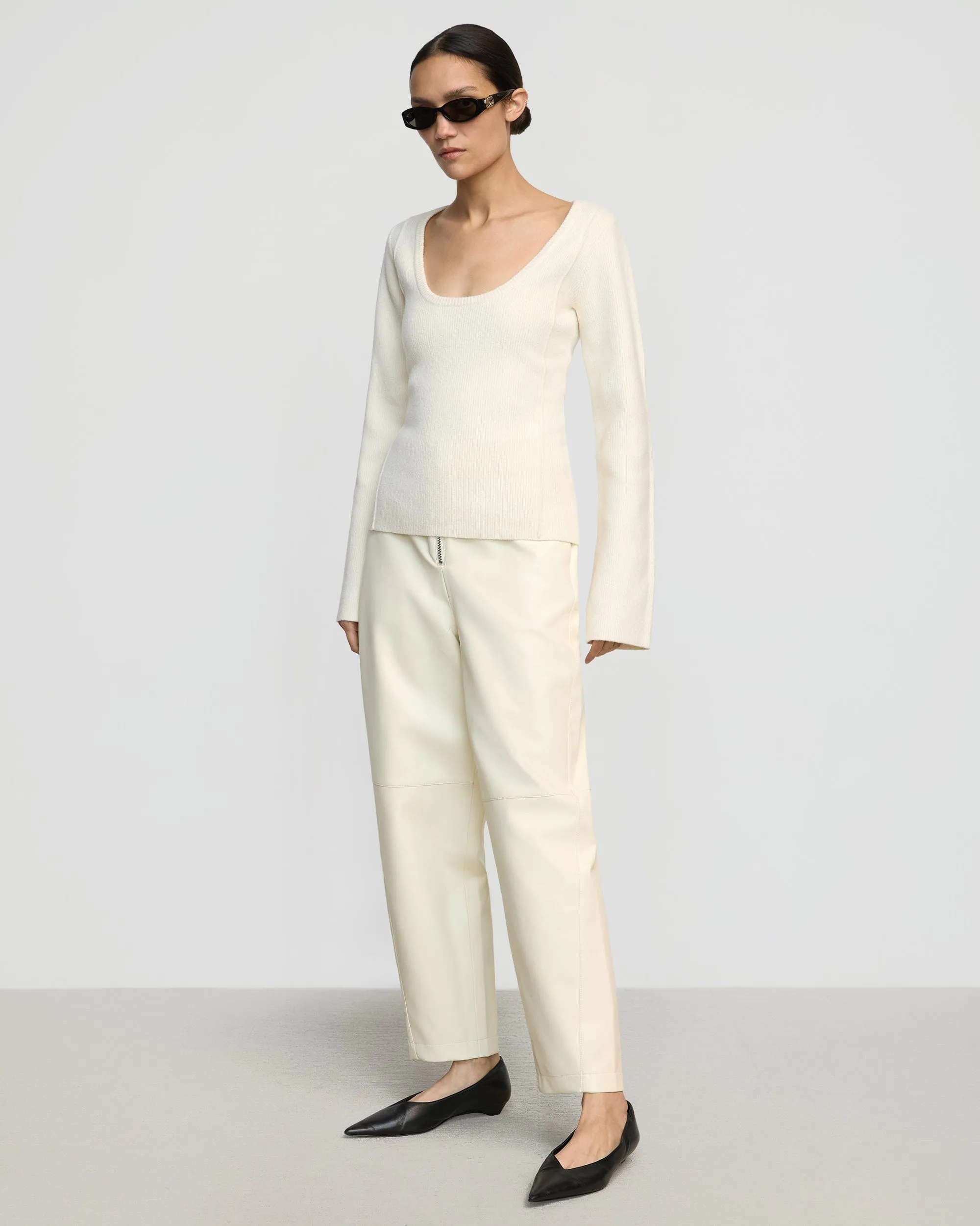 Camilla Seam-Detail Scoop-Neck Sweater Knit Layering Resilient Stretch Fabric