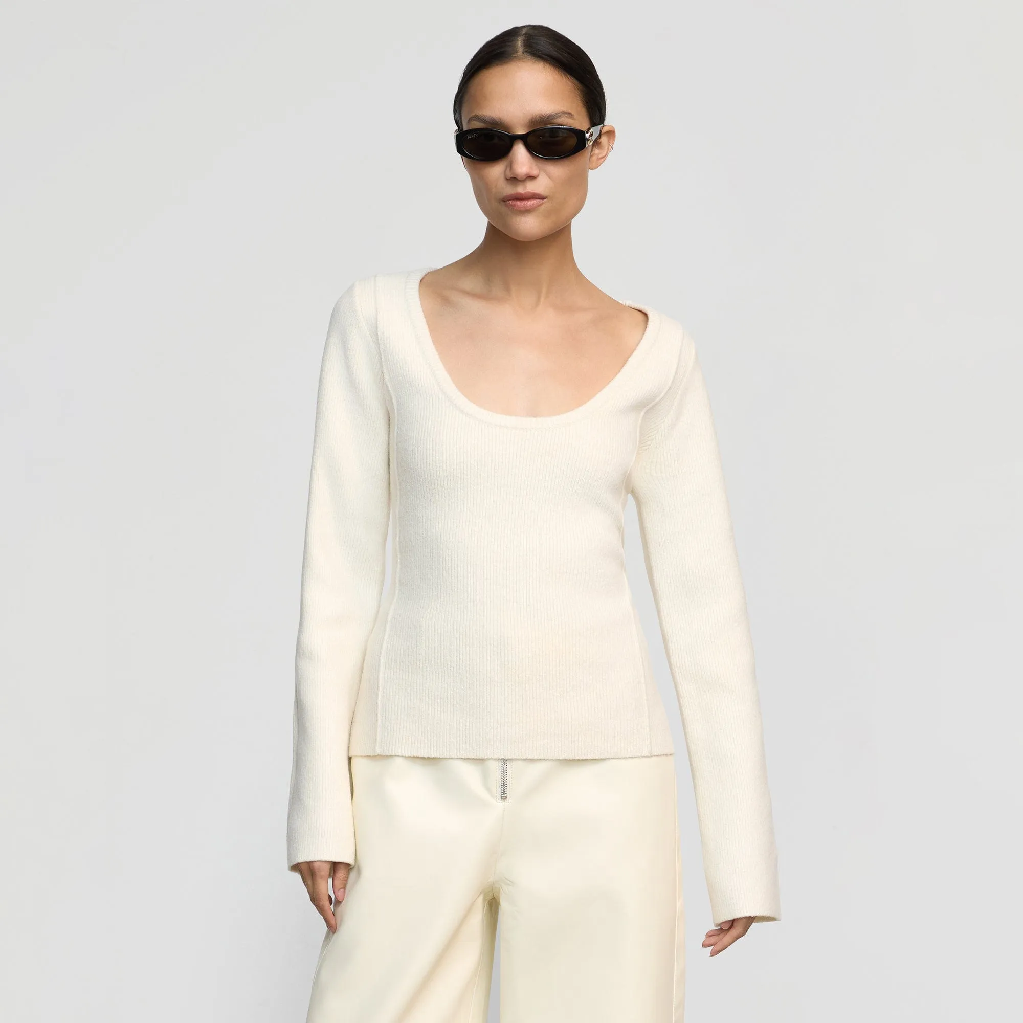 Camilla Seam-Detail Scoop-Neck Sweater Knitted Fashion