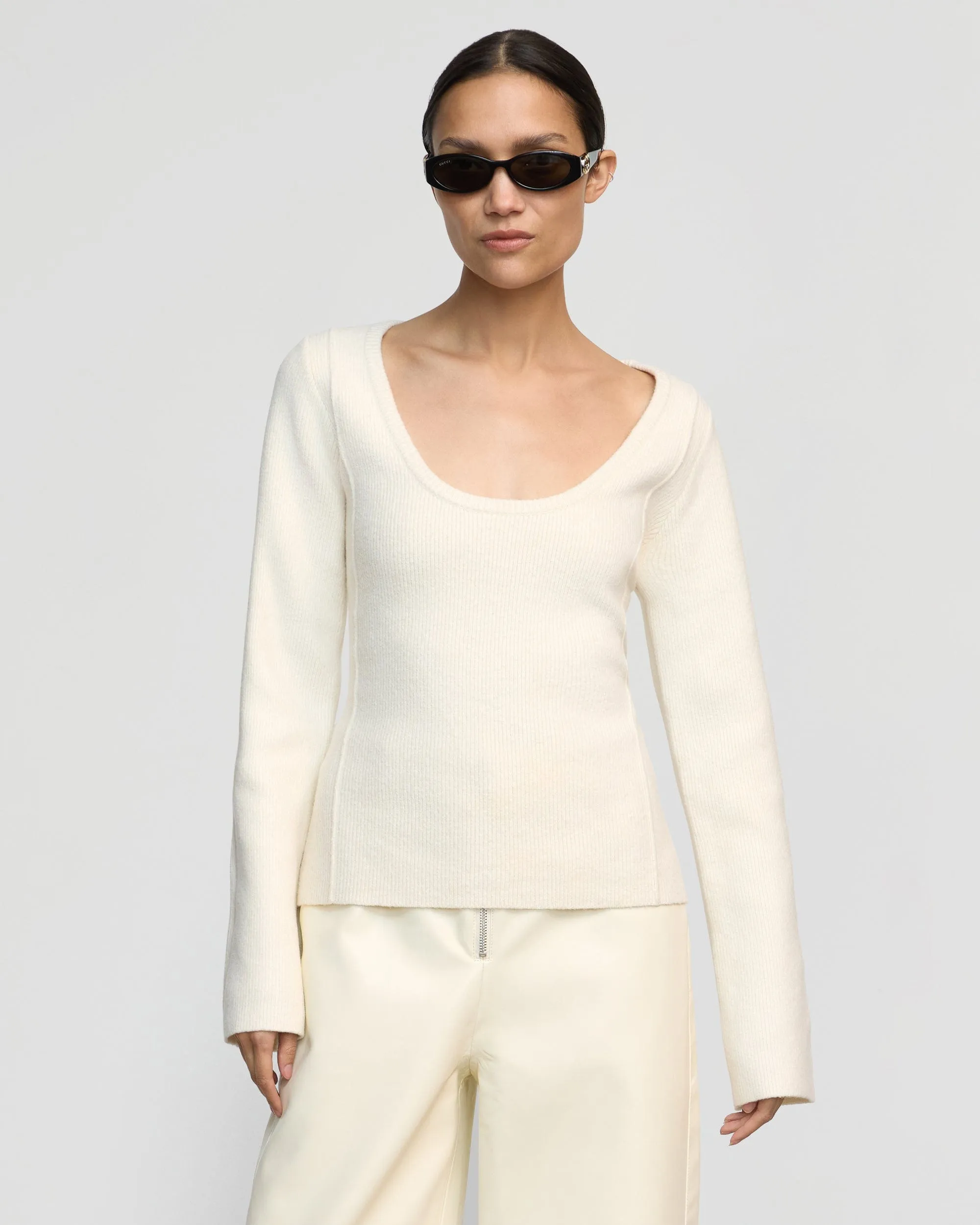 Camilla Seam-Detail Scoop-Neck Sweater Comfort Piece Winter Must-Have Knit