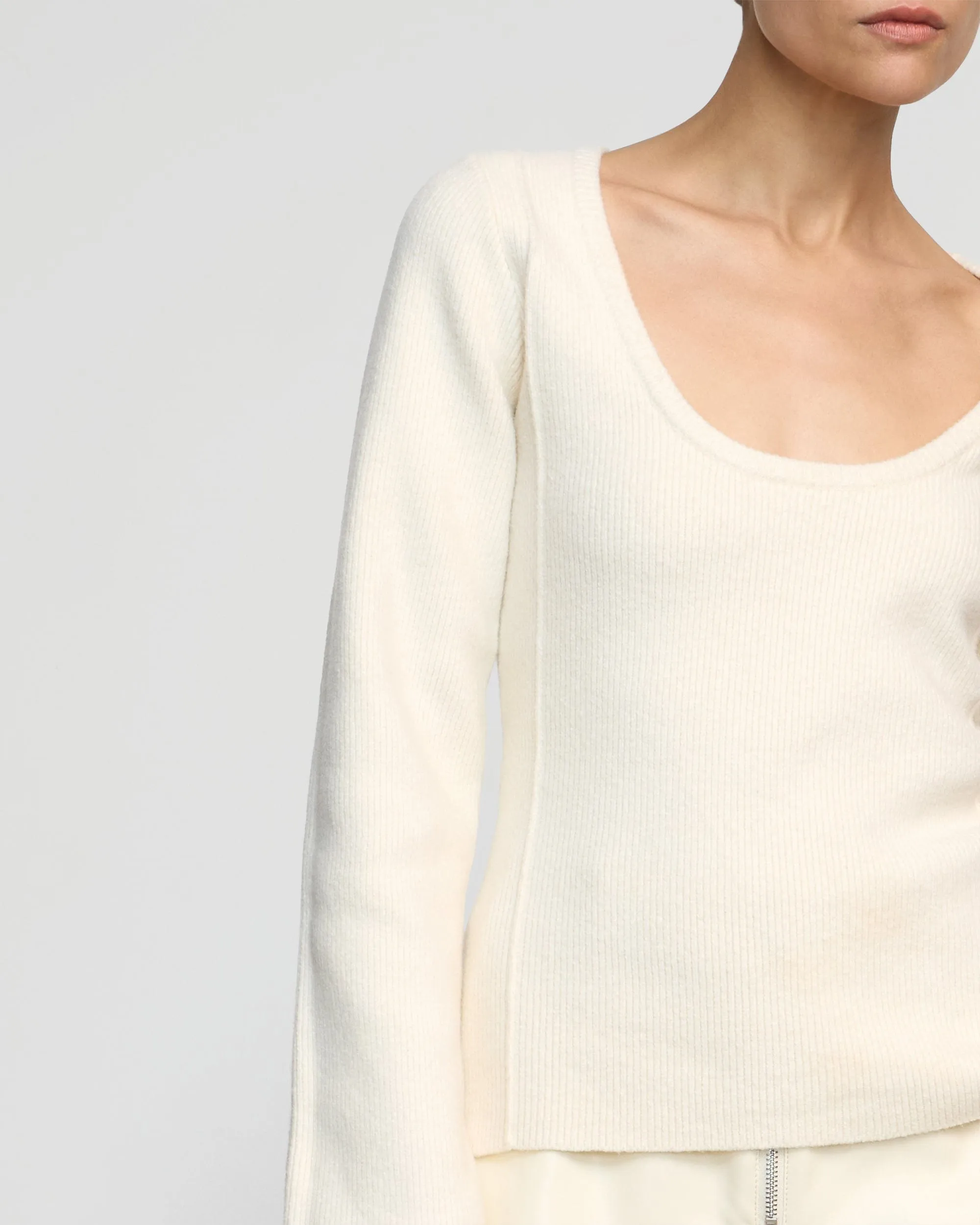 Outdoor Comfort Camilla Seam-Detail Scoop-Neck Sweater