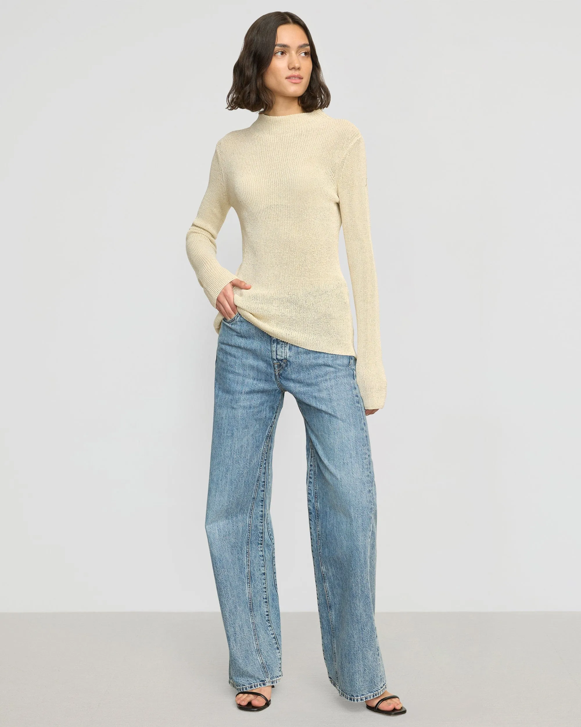Lynne Slim Semi-Sheer Sweater Ribbed cuff