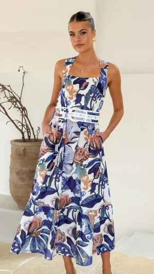 Reba Maxi Dress - Donatella Azure The versatile nature of this maxi dress allows for a range of styling possibilities from casual to chic This dress is designed to keep you comfortable while maintaining a stylish and polished appearance