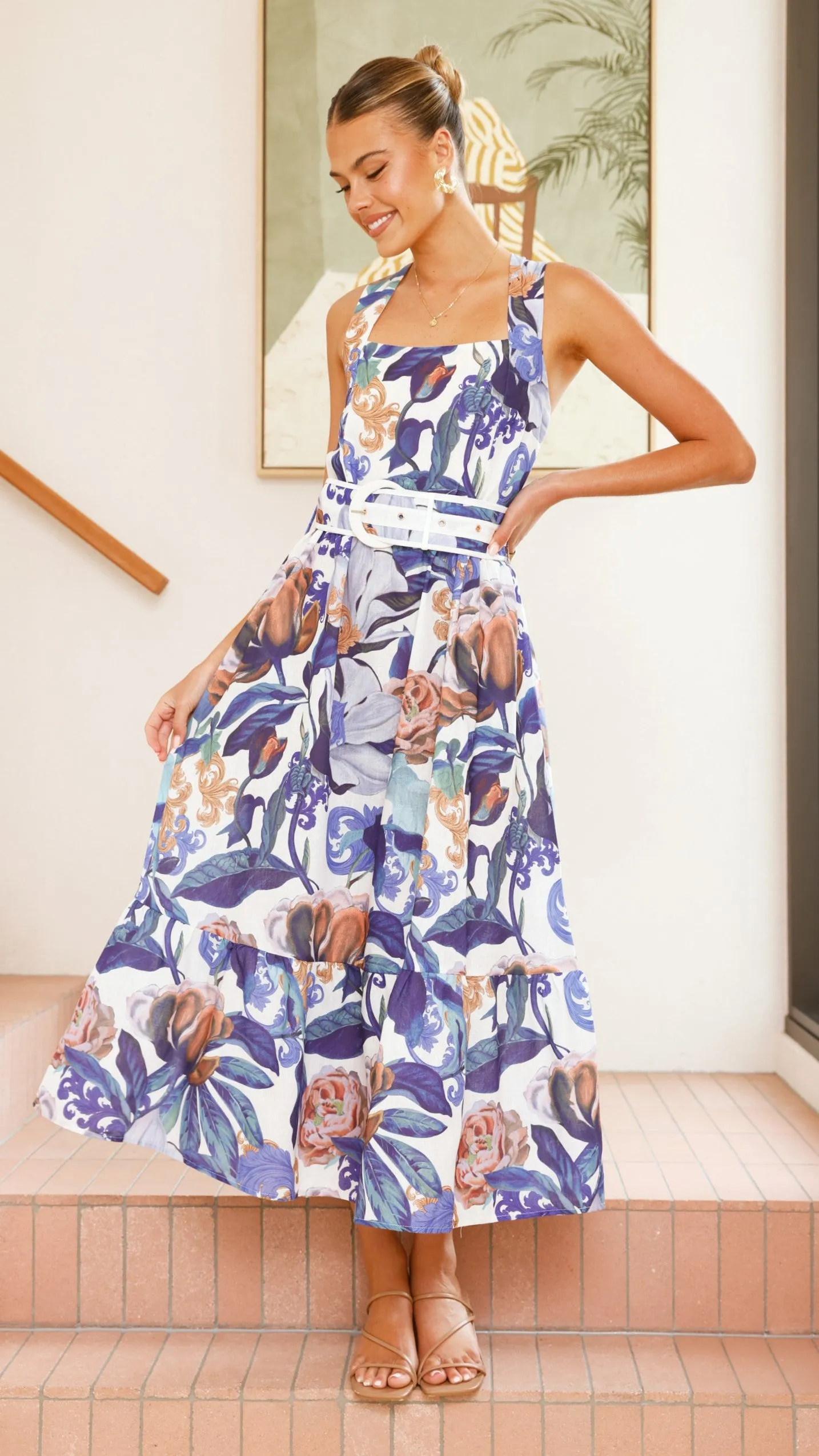Voile Light Reba Maxi Dress - Donatella Azure