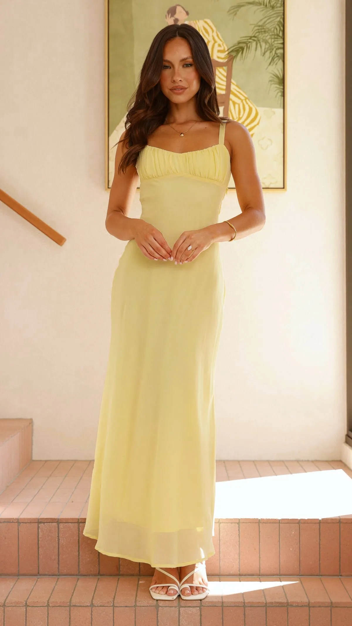 Vibrant dress for weekend outing british retro Margo Midi Dress - Yellow