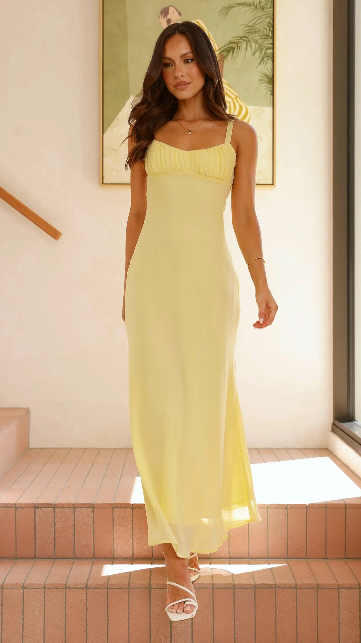 Smart Design Elegant Silhouette Margo Midi Dress - Yellow
