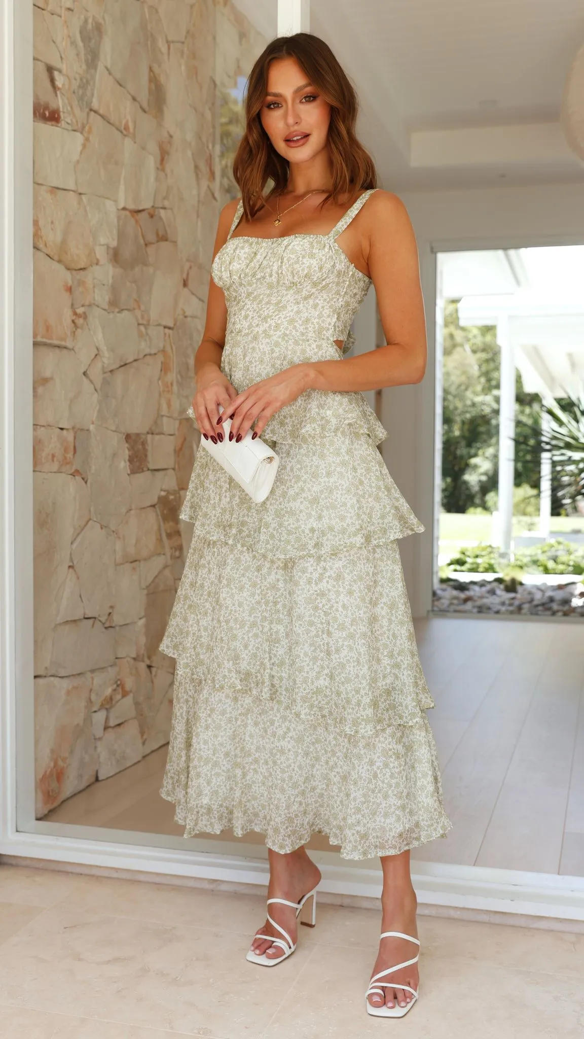 Page Maxi Dress - Green Floral Fashionable formal event piece