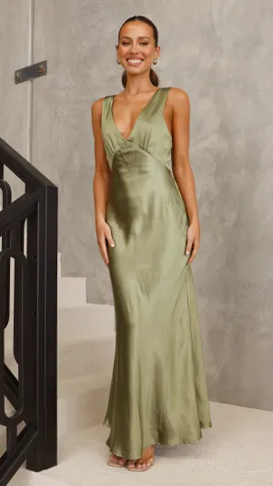 Weave Art Marina Scene Sofia Maxi Dress - Olive