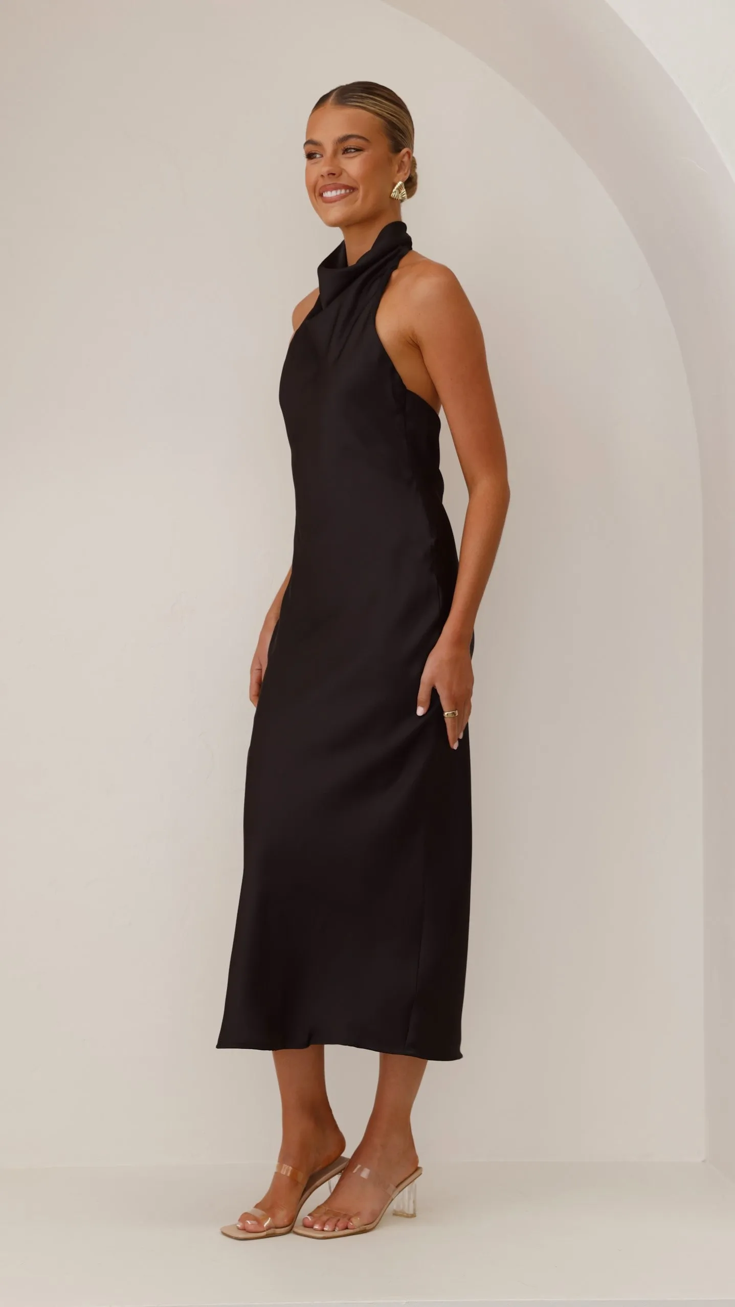 Rina Midi Dress - Black Bright Ray Sophisticated Wardrobe
