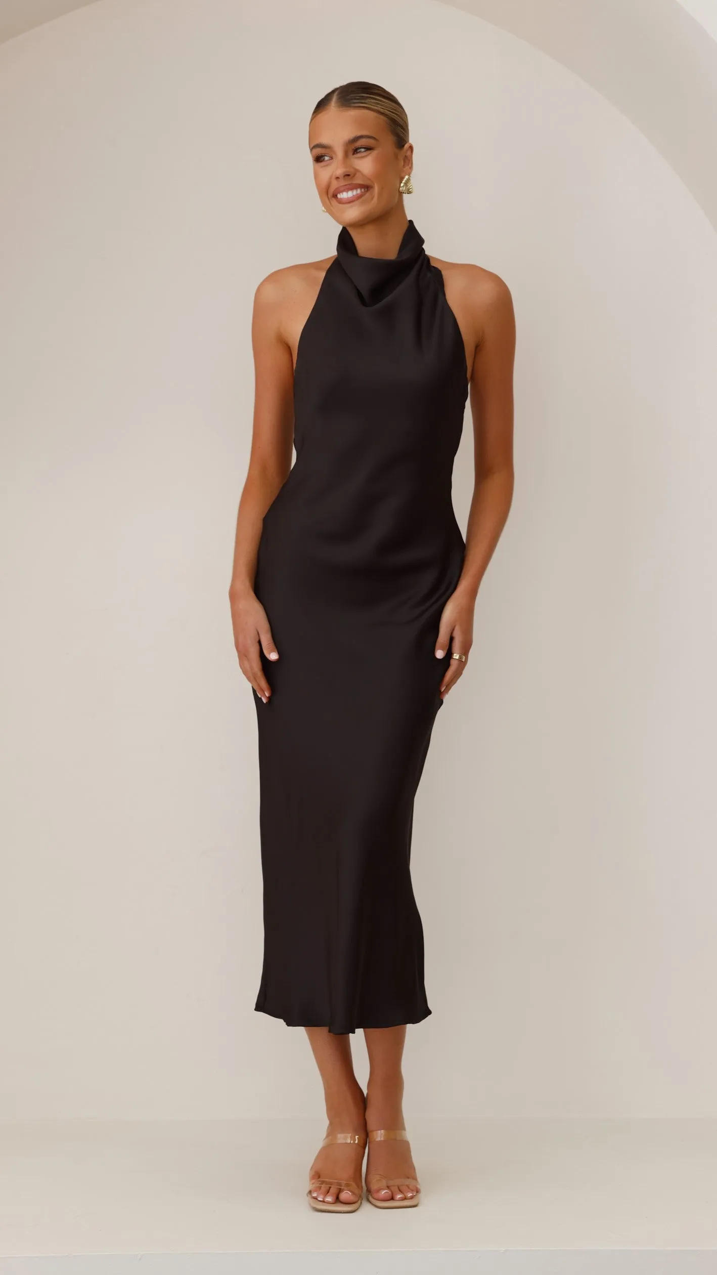 Rina Midi Dress - Black Comfortable Style