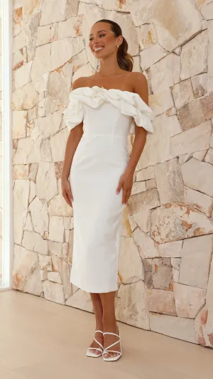 Business Meeting Bernadette Midi Dress - White