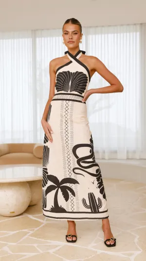 delicate embroidery Boe Halter Maxi Dress - Palm Canyon