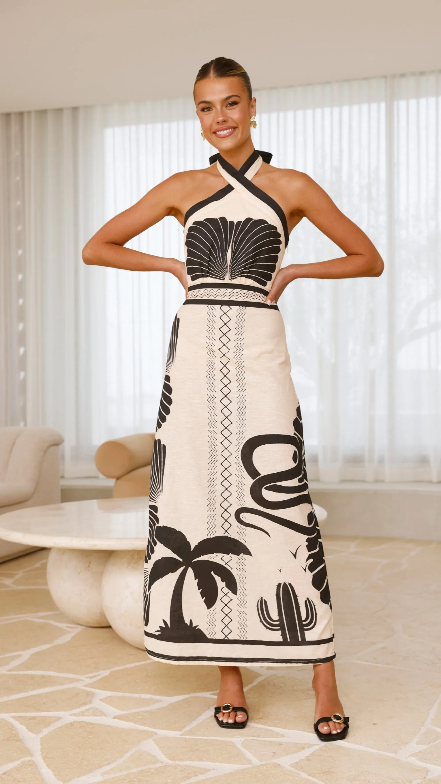 Ocean Blue Boe Halter Maxi Dress - Palm Canyon
