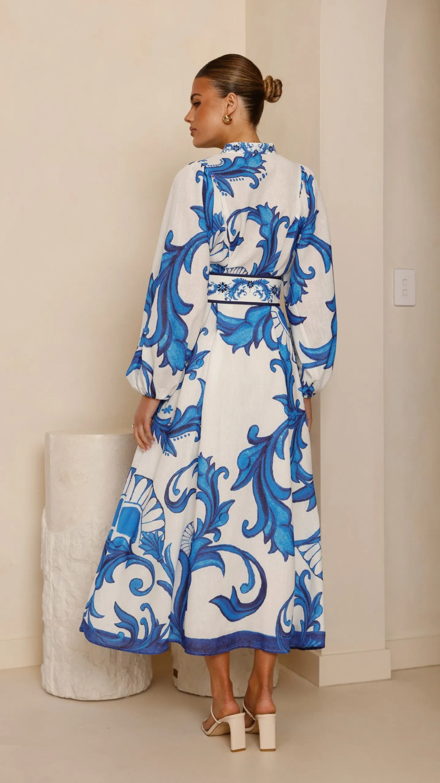 Rainbow Arch Frost Breeze Carmal Long Sleeve Maxi Dress - Paradise