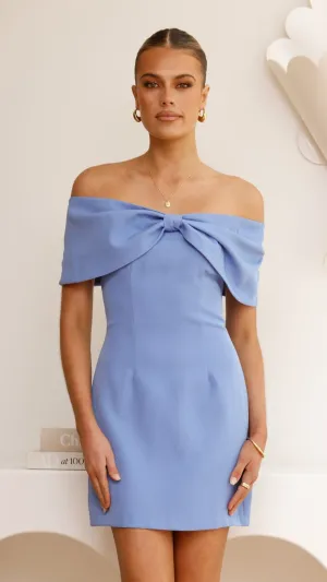 Mia Mini Dress - Blue Flexible Knit Structure Modern body-hugging short dress