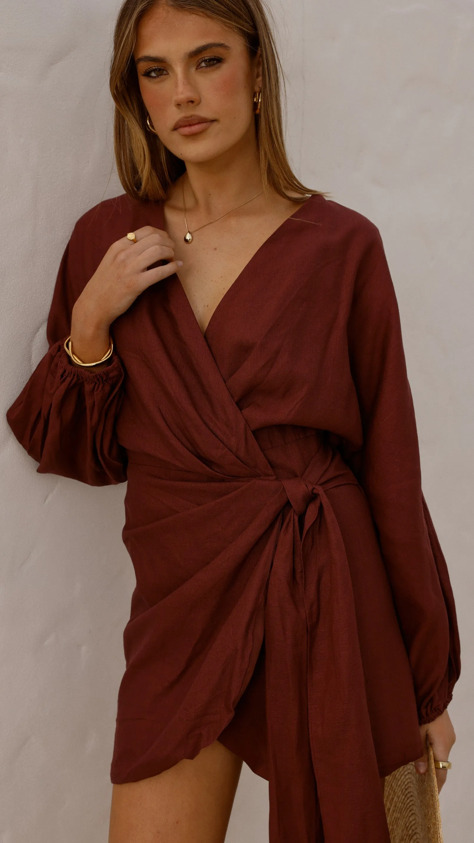Pack Quick Myra Long Sleeve Mini Dress - Chocolate