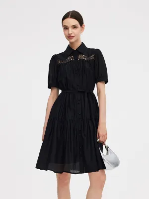 Tencel Blend Women Tiered Mini Dress With Ribbon Fashionable short dress for events Glow Soft