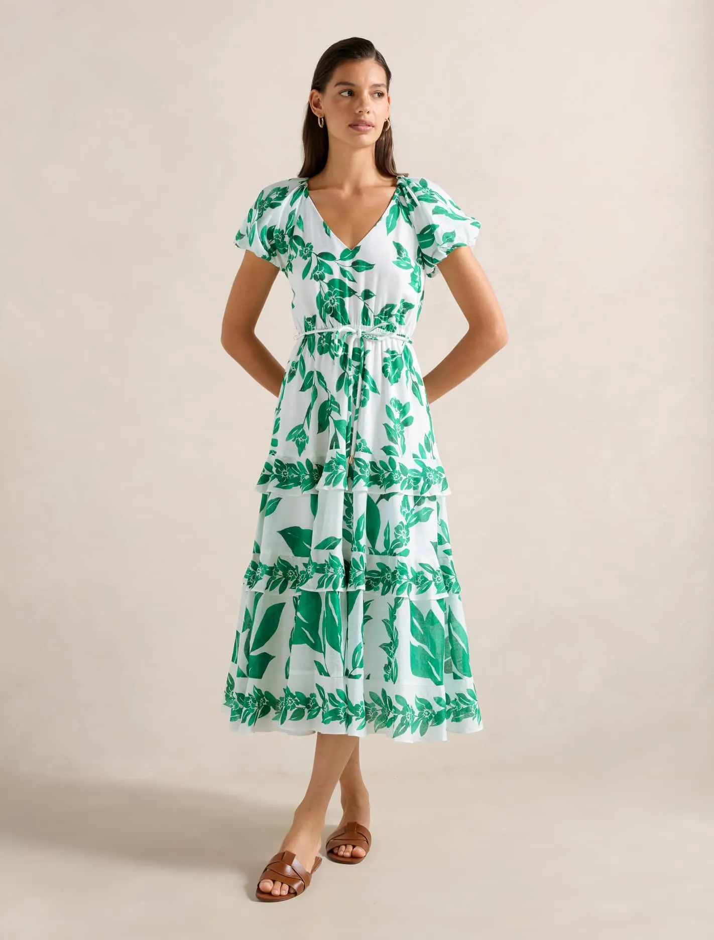 Feminine Design Iris Tiered Ruffle Midi Dress