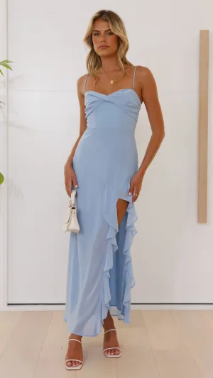 Kiyah Midi Dress - Blue Elegant Appearance Minimalist mid-calf dress