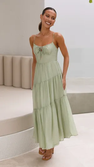 Spring Bloom Cove Maxi Dress - Sage