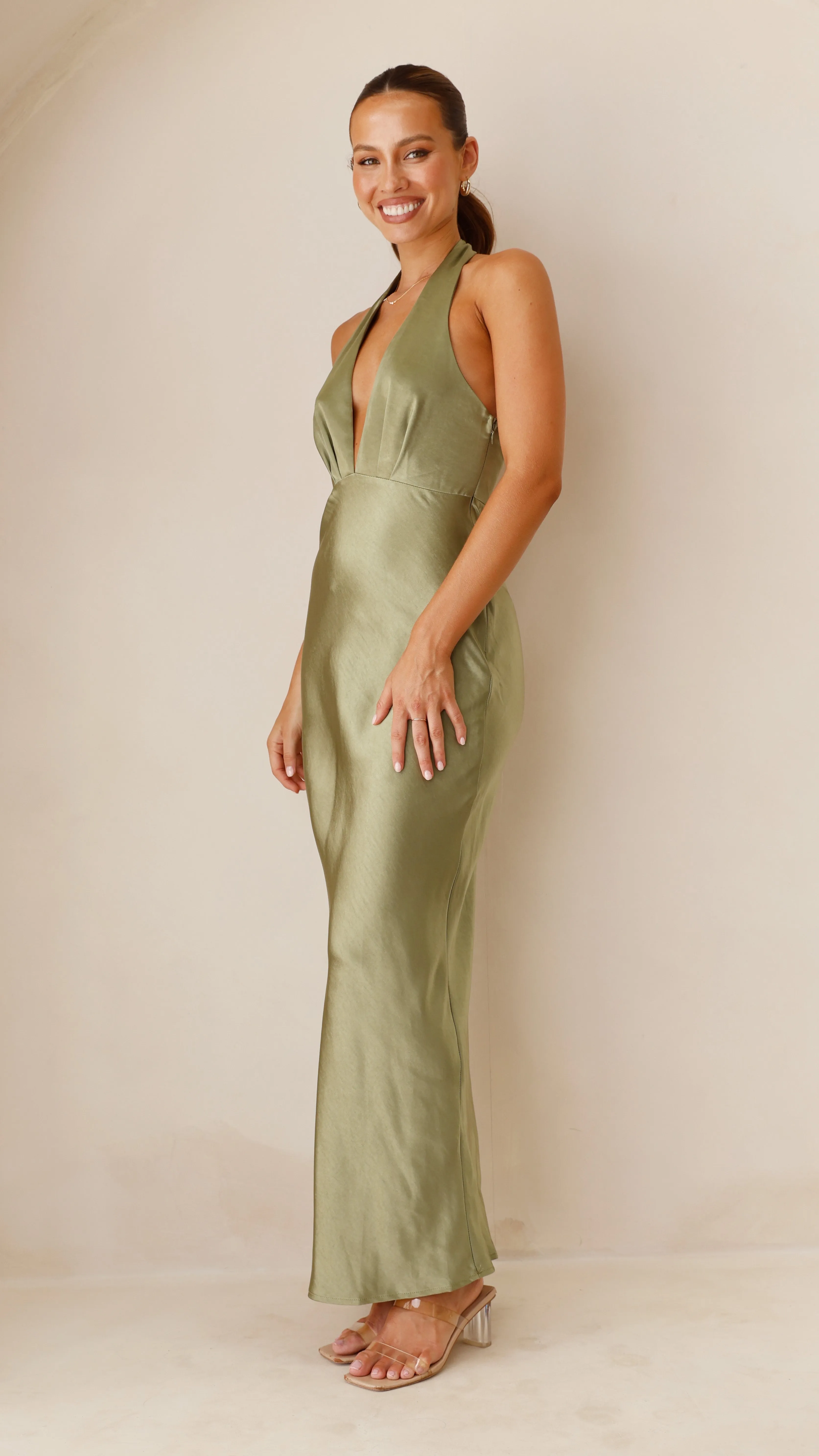 Retro Charm Chloe Maxi Dress - Olive