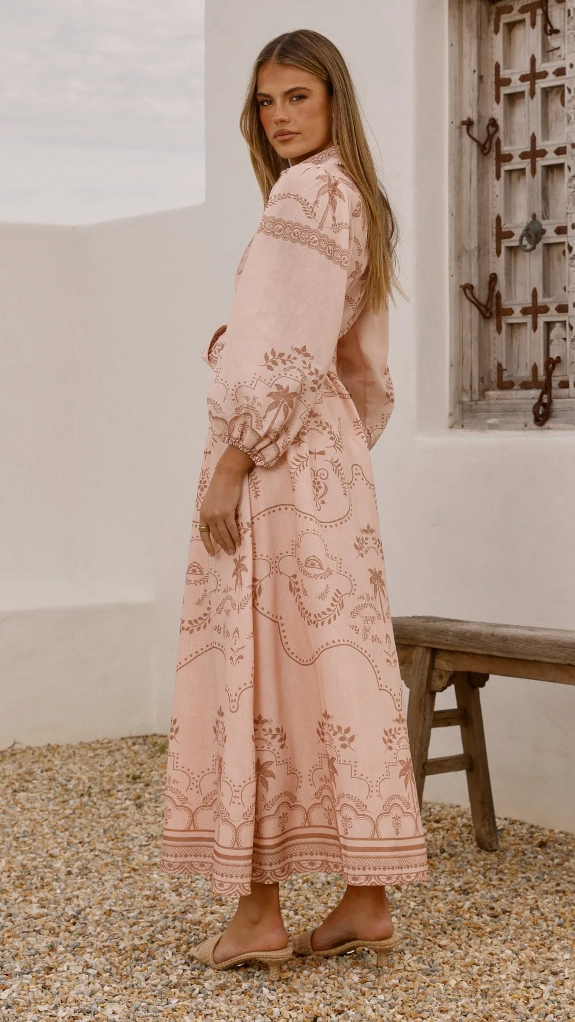 Xander Long Sleeve Maxi Dress - Blush Canvas Glow