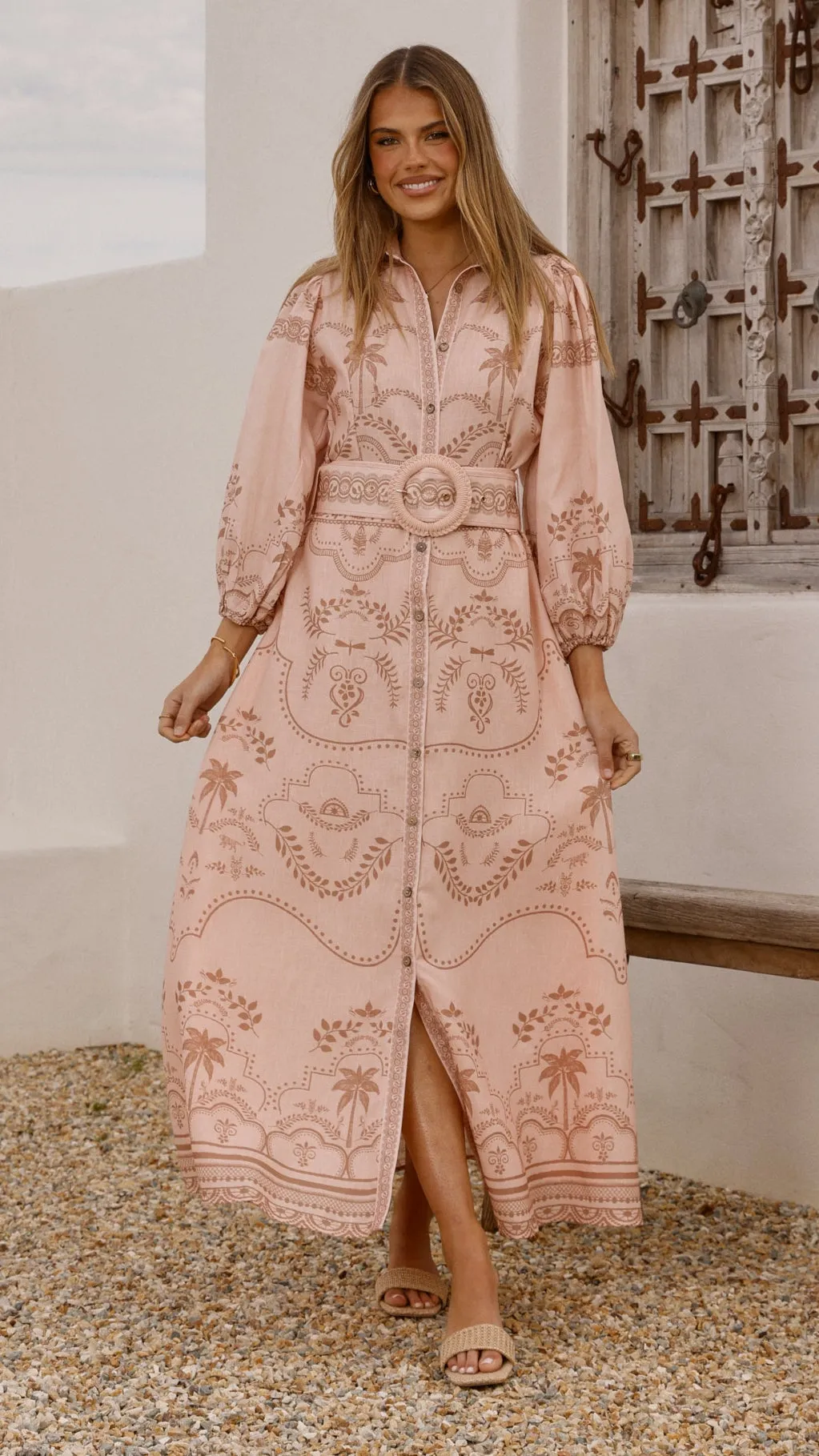 Xander Long Sleeve Maxi Dress - Blush Print Glow Comfortable evening wear