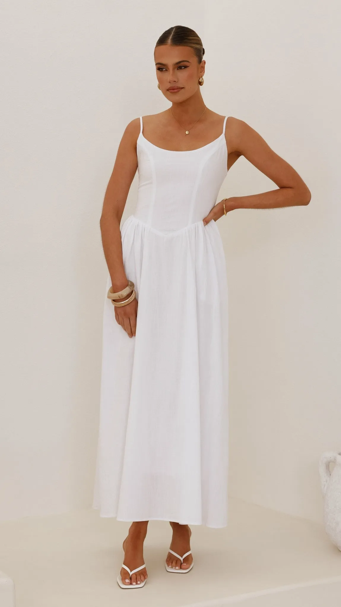 Golden Sand Laurelia Maxi Dress - White