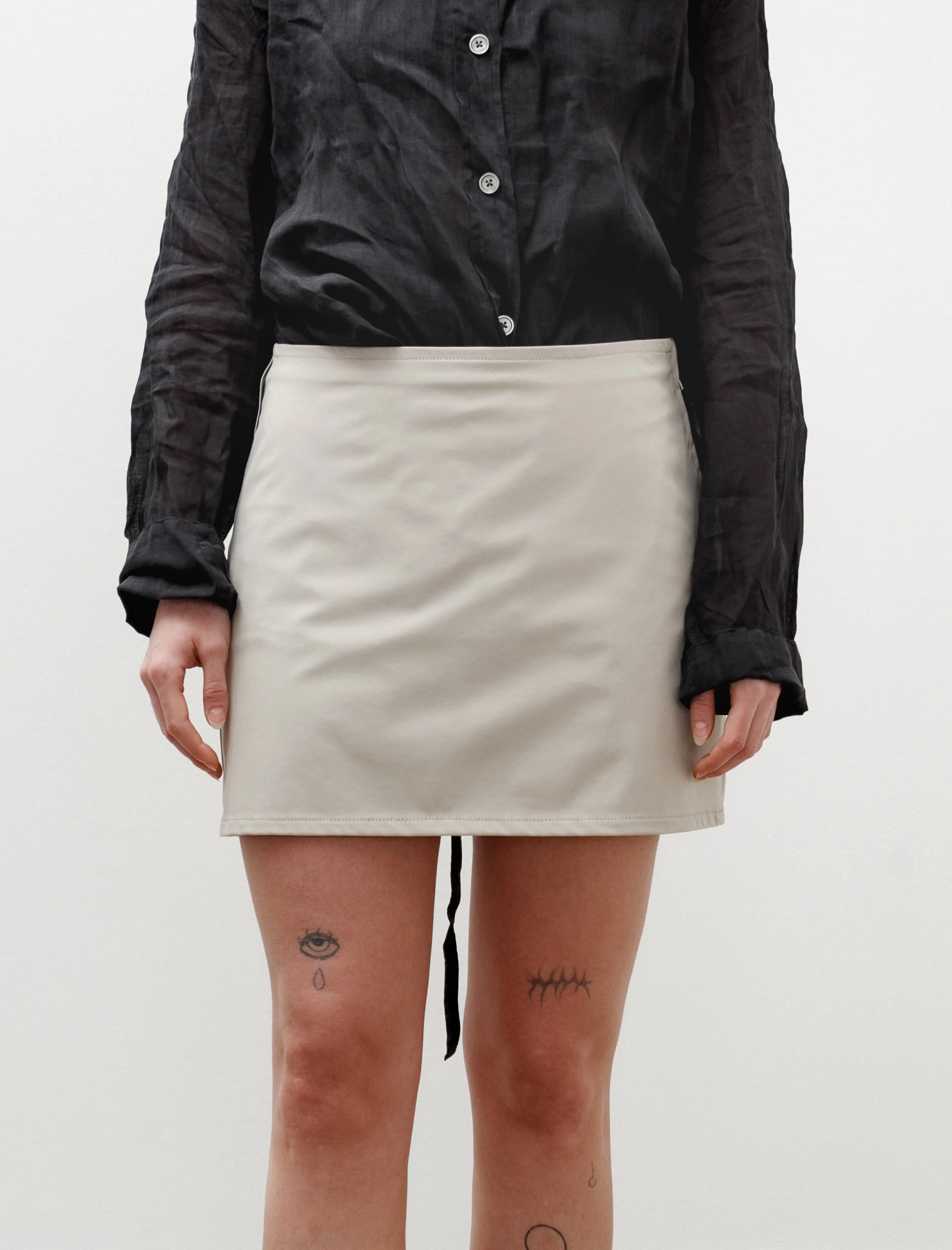 A Line Cut Mini Skirt Dusty White Muted Scuba