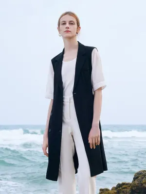 Evening Glow Modern mini dress with sleeves Acetate Notched Lapel Double-Breasted Mini Dress