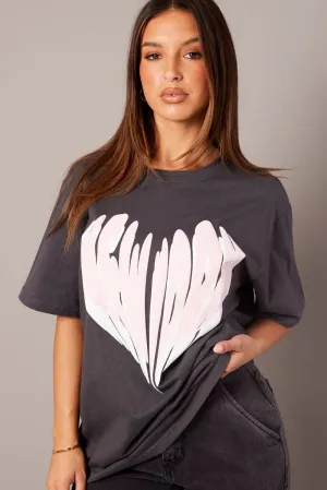Grey Graphic Tee Short Sleeve discount offer
