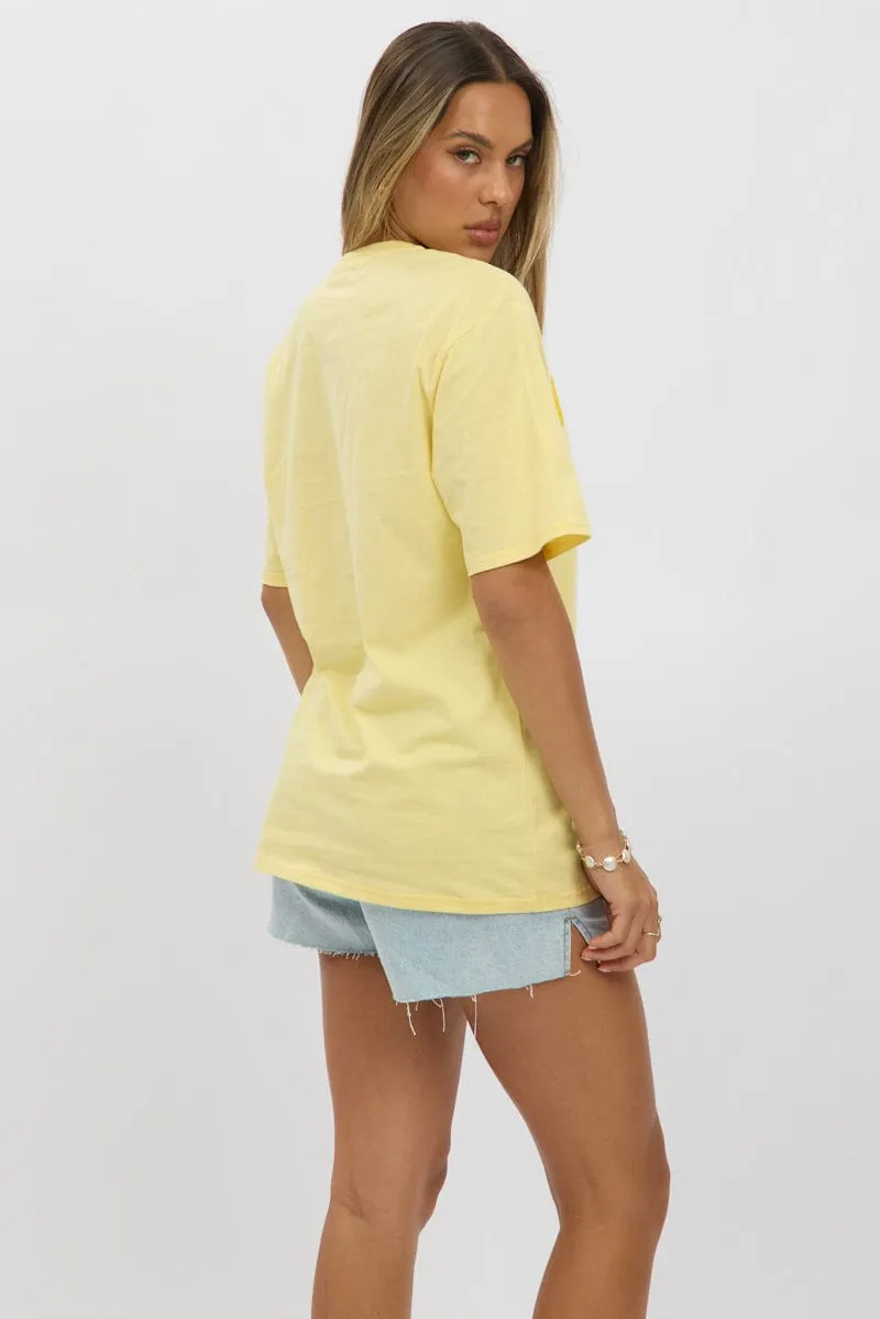 Summer Fashion Day-to-Day Comfort Yellow Graphic Tee Short Sleeve
