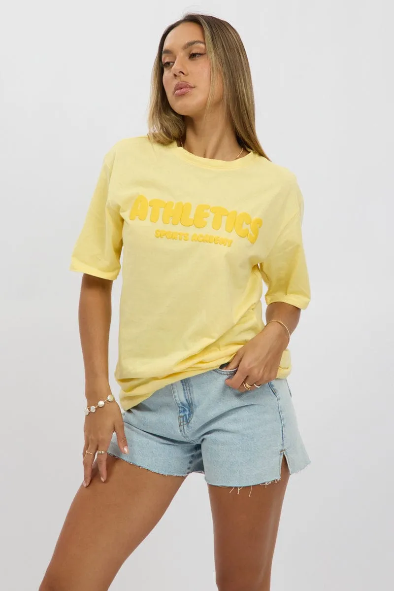 Yellow Graphic Tee Short Sleeve Anti-bacterial