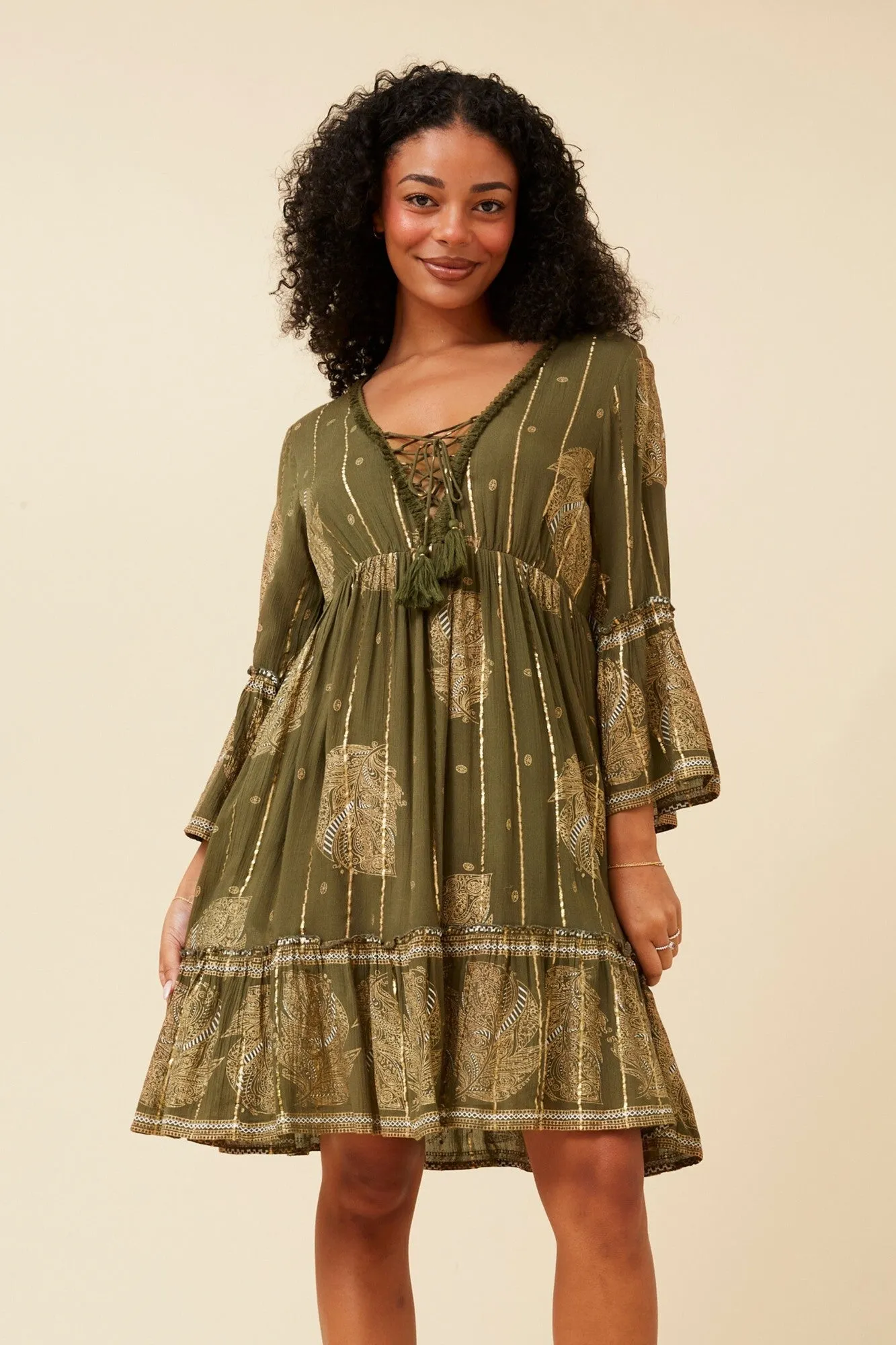 QuickDry Material Lounge Gear GEETA PAISLEY BOHO DRESS