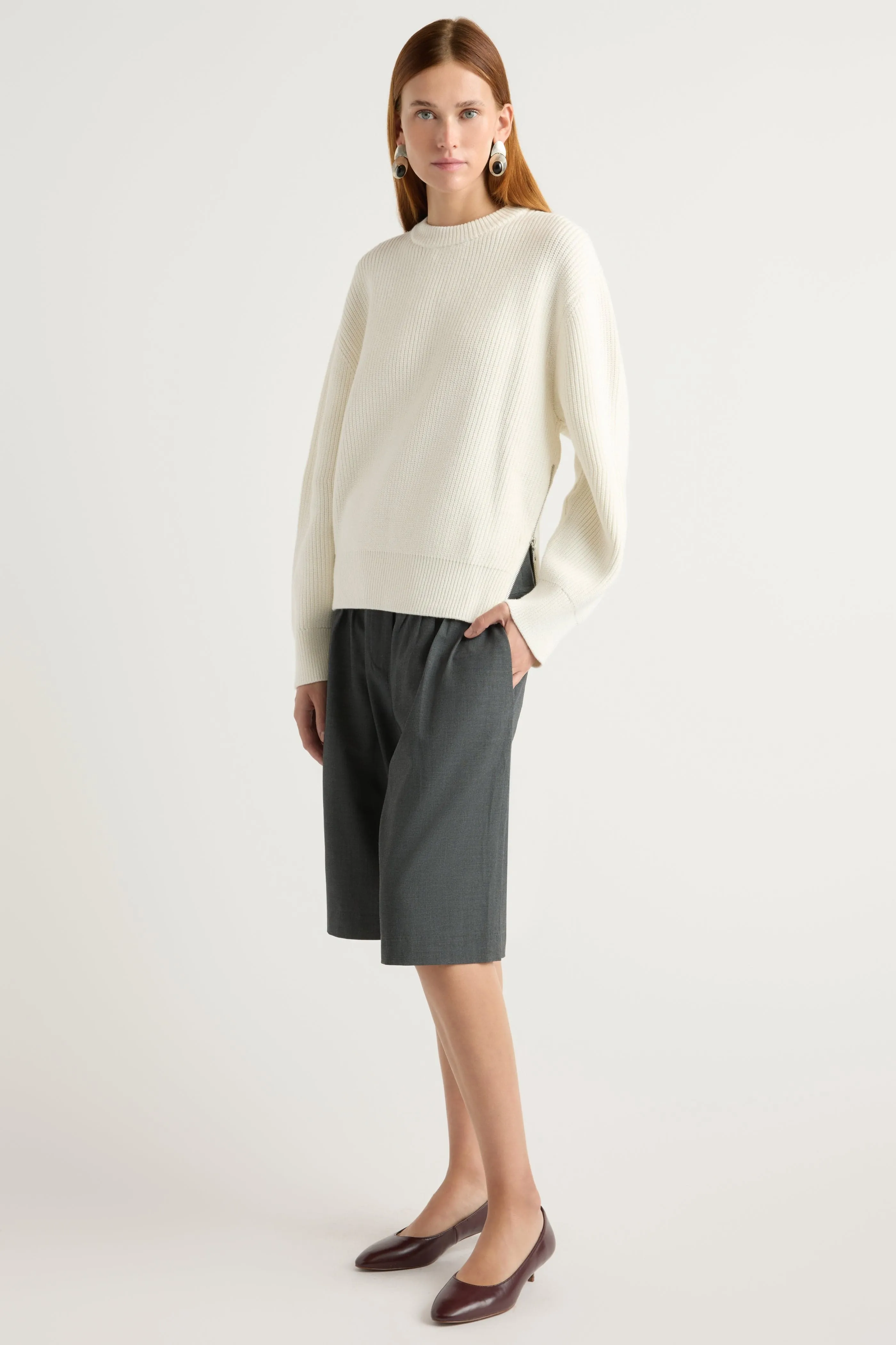 Warm Fashion Chilly Layer Look Tate Organic Cotton Side-Zip Sweater