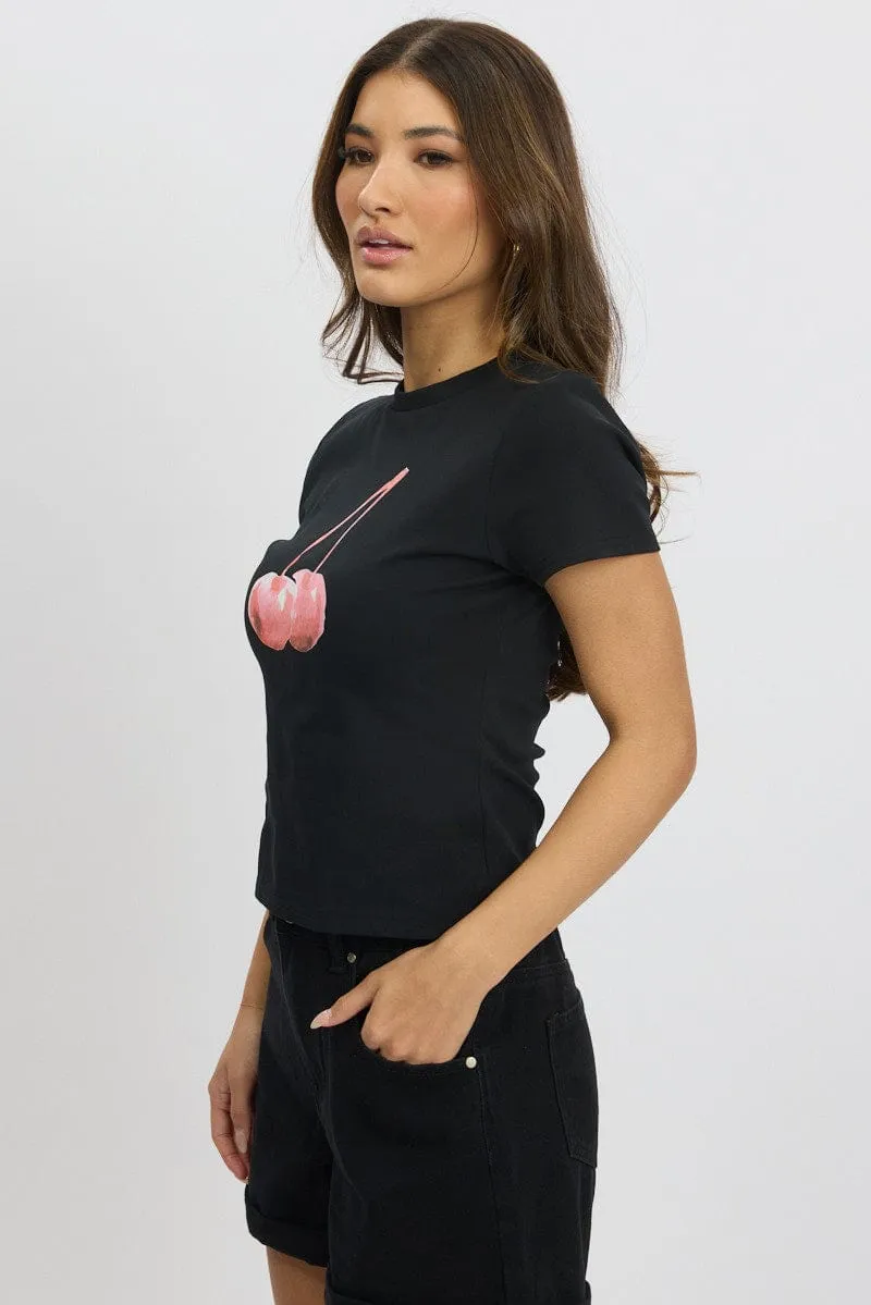 Thermal Regulating Layer Black Graphic Tee Short Sleeve