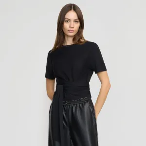 Jude Cropped Tie-Front Top Knit Layering