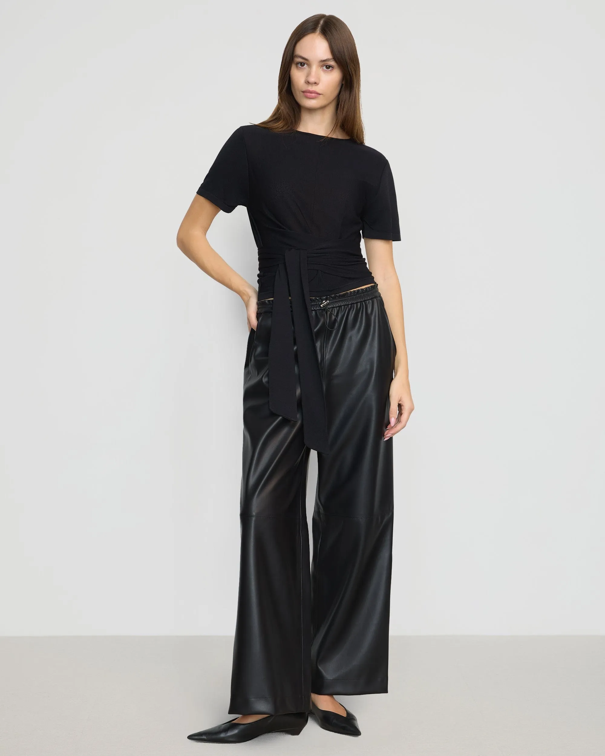 Jude Cropped Tie-Front Top Microfiber Insulation