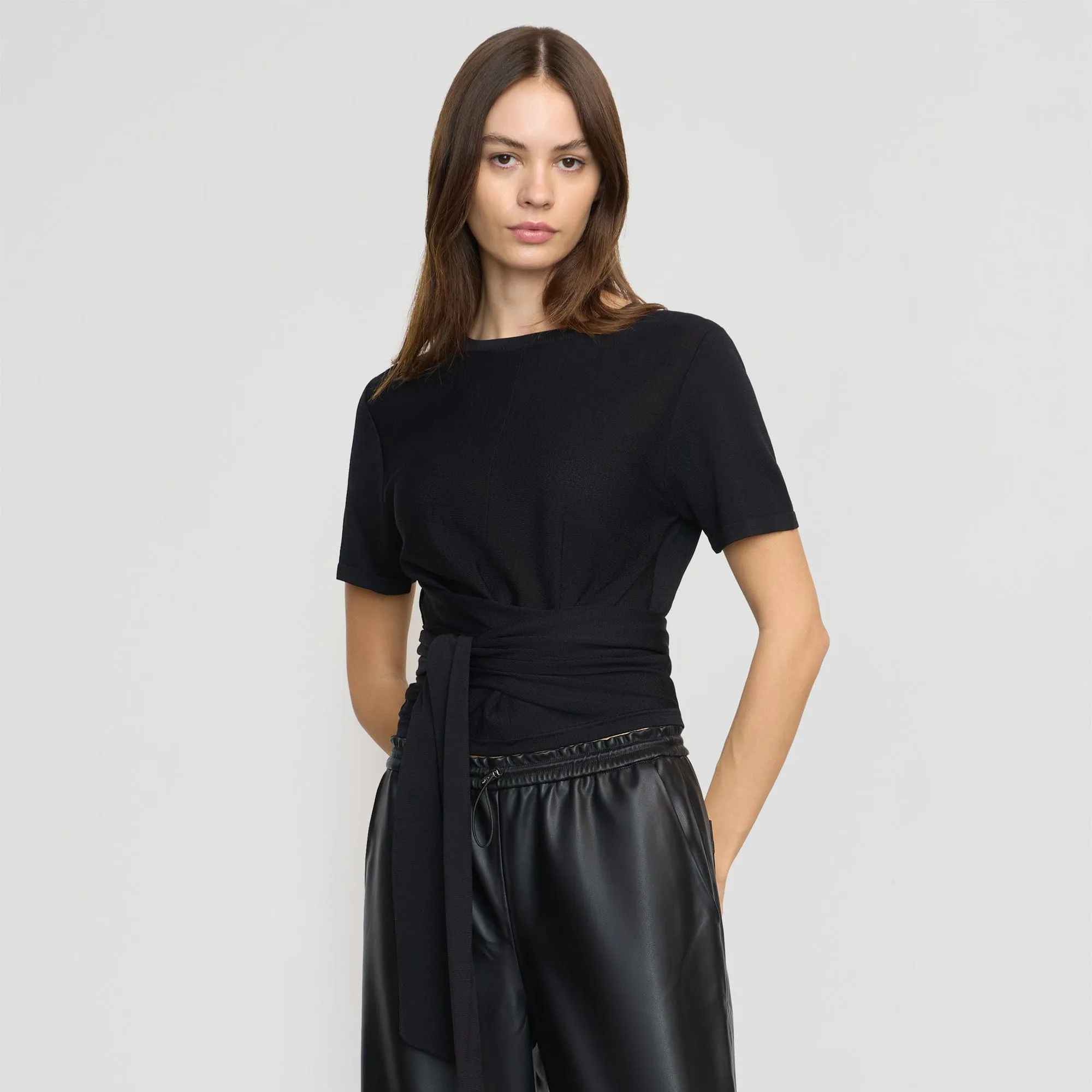 Jude Cropped Tie-Front Top Knit Layering