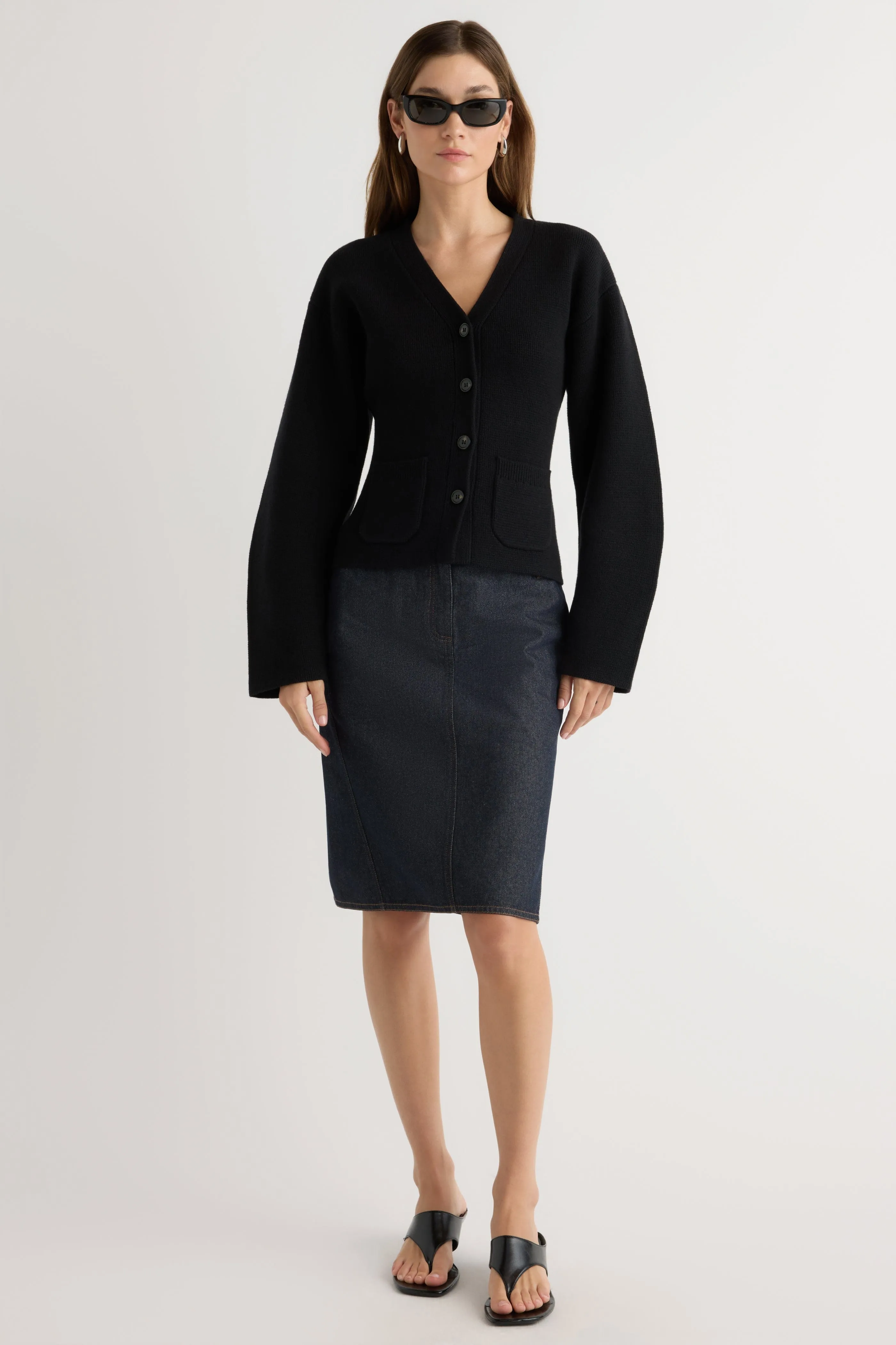 Timeless Knit Elinor Organic Cotton-Wool V-Neck Cardigan